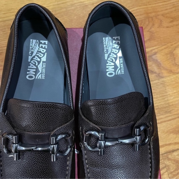 Salvatore Ferragamo Brown Leather Loafers with Horsebit Detail - Picture 5 of 10